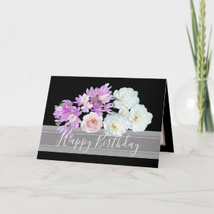 Carte Bouquet floral Roses et Crocus Fleurs Anniversaire