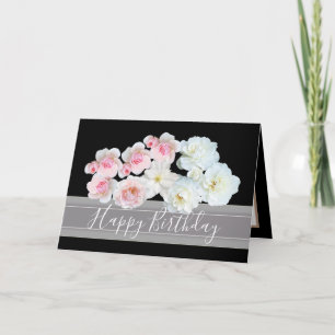 Carte Bouquet floral Roses rose et blanc Fleurs Annivers