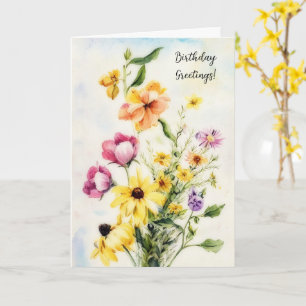 Carte Bouquet gai de fleurs Fleurs sauvages Anniversaire