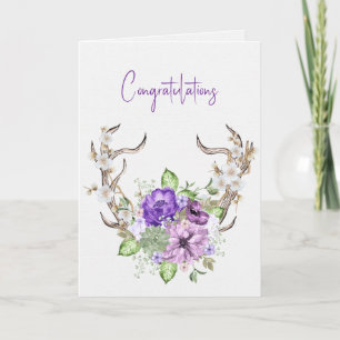 Carte Bouquet mariage d'aquarelle Deer Antler