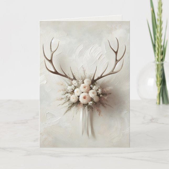 Carte Bouquet mariage et Antlers de cerfs (Devant)