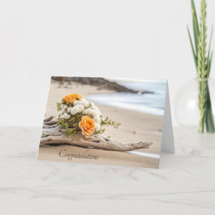 Carte Bouquet mariage Sur Le Bois Chaud De Plage