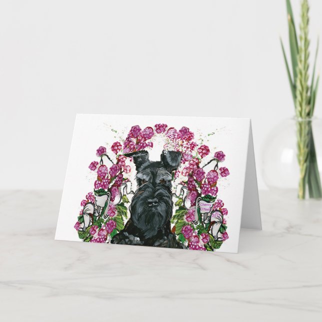 Carte Bouquet noir de Schnauzer (Devant)