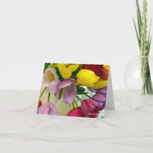 Carte "Bouquet peint de tulipes " (Devant)