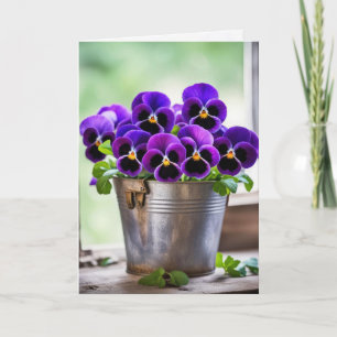 Carte Bouquet Purple Pansy Anniversaire
