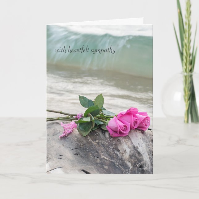 Carte bouquet rose sympathique sur bois flotté (Devant)