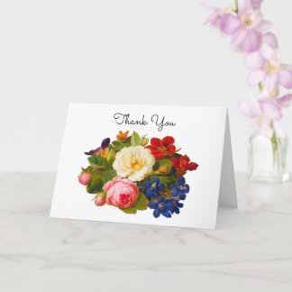 Carte Bouquet Victorien de Roses et Papillon Merci