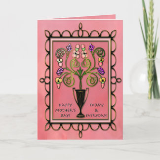 Carte Bouquet victorien moderne sur fond rose (personnal