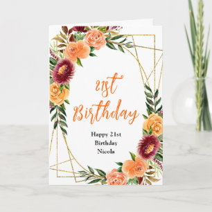 Carte Bourgogne d'automne et fleurs orange pour un anniv