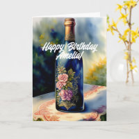 Bouteille à vin de fleurs Anniversaire