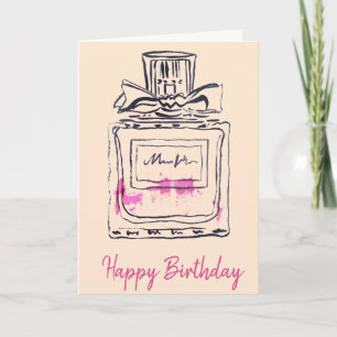 Carte Bouteille de parfum Lux mode aquarelle anniversair