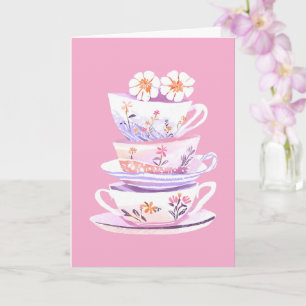 Carte Bouteille de tasse de thé dans les pastels et les 