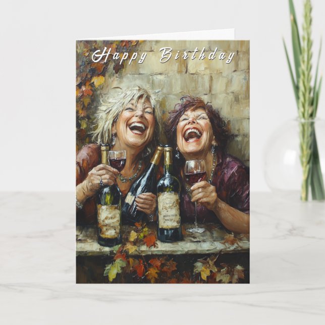Carte Bouteilles de vin joyeux anniversaire drôles de da (Devant)