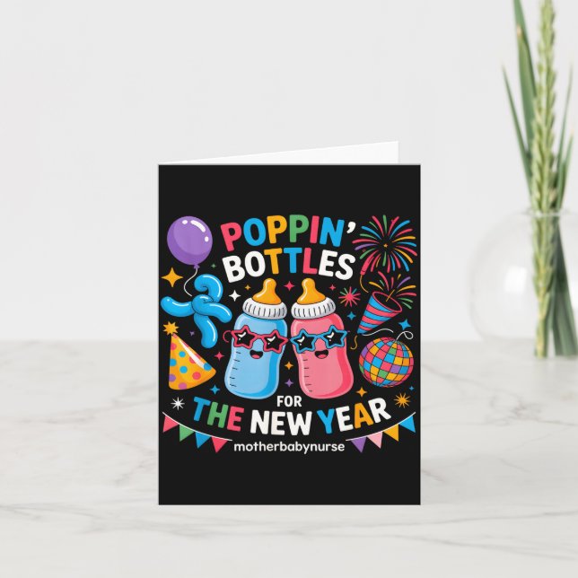 Carte Bouteilles Pn Pour La Nouvelle Année Mère Bébé Inf (Devant)