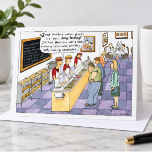 Carte Boutique de bagels drôle sale dessin animé pensant