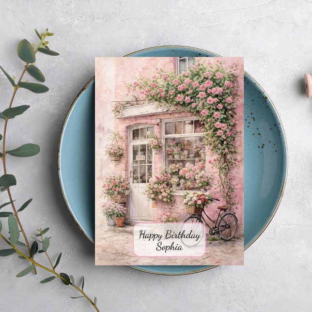Carte Boutique de fleurs avec bicyclette (Créateur téléchargé)