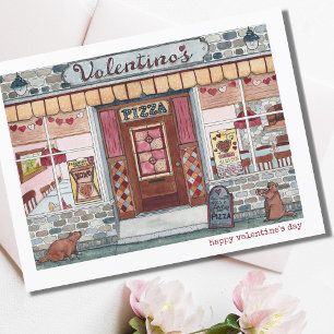 Carte Boutique de pizza Joyeuse Saint-Valentin aquarelle