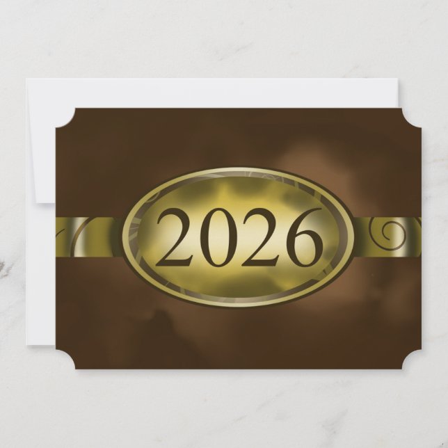 Carte bouton floral marron et or 2026 (Devant)