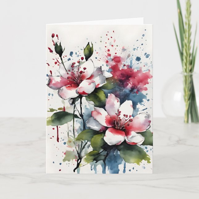 Carte Bouvardia - Fleurs à l'aquarelle (Devant)