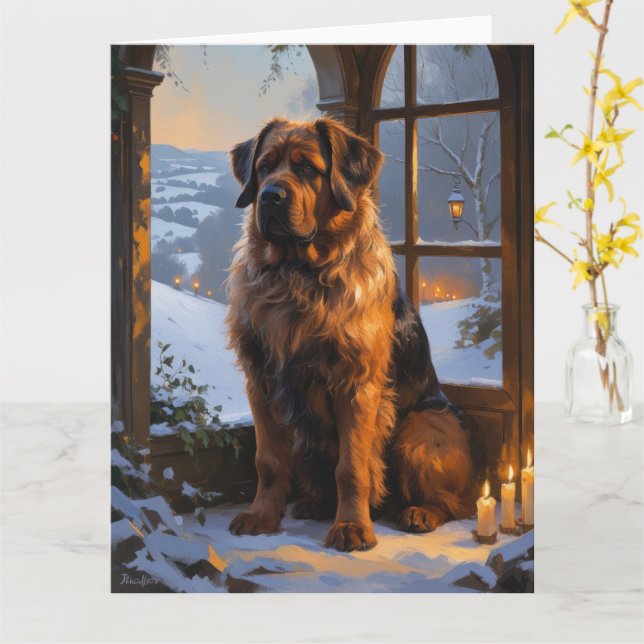 Carte Bouvier des Flandres avec les illuminations de Noë (Fleur jaune)