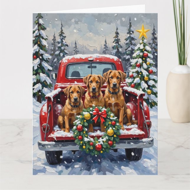 Carte Bouvier des Flandres Christmas Red Truck Holiday (Devant)