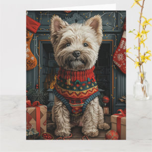 Carte Bouviers Des Flandres Cadeaux de Noël Cheminée