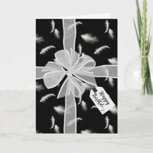 Carte Bow Anniversaire sur plumes