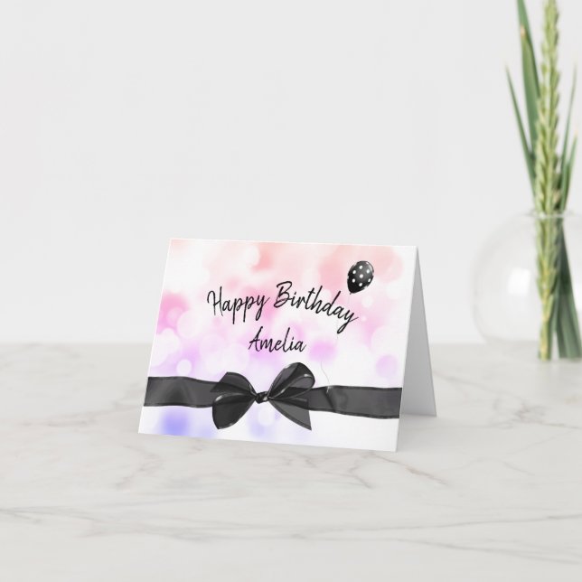Carte Bow Anniversaire Sur Rainbow Bokeh (Devant)