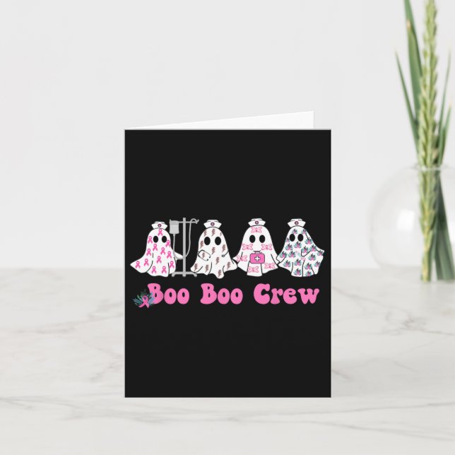 Carte Bow Crew Cancer du sein Ghost Nurse Halloween (Devant)