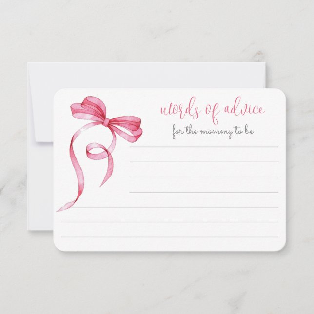 Carte Bow Rose En vichy Mots De Conseil Enceinte (Devant)
