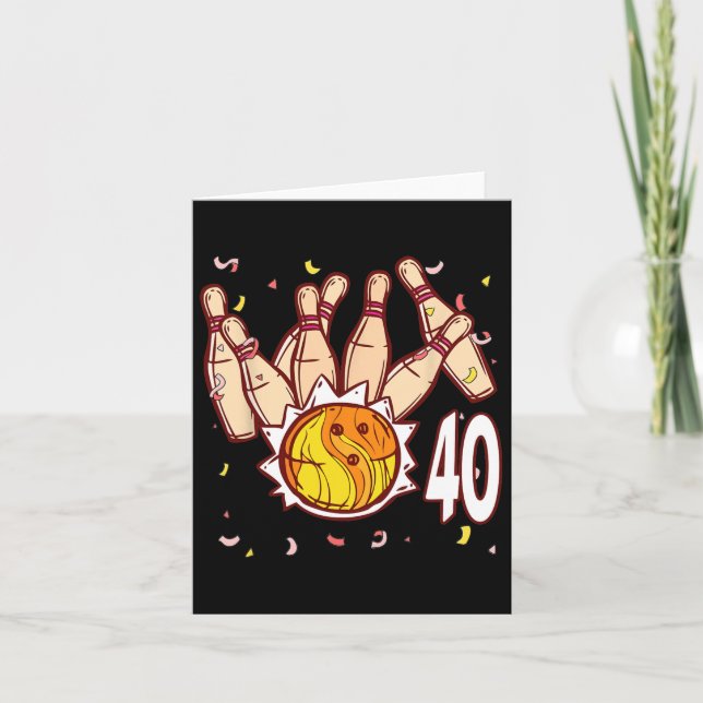 Carte Bowling 40e Anniversaire Bowling Thème 40 ans Fu (Devant)