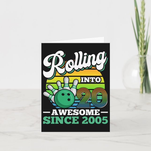 Carte Bowling Anniversaire de la fête de rouler dans 20  (Devant)