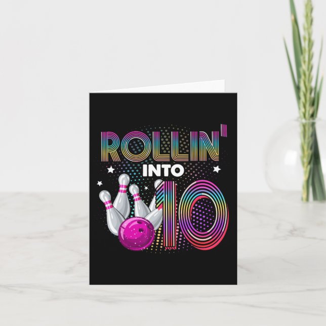 Carte Bowling Anniversaire Rollin Into 10 10th Birthda (Devant)