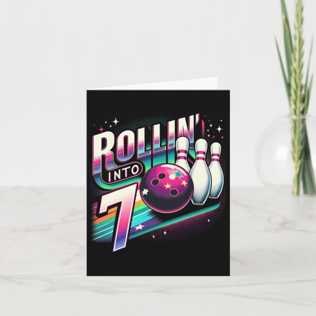 Carte Bowling Anniversaire Rollin Into 7 Partie 7e Anniv (Devant)