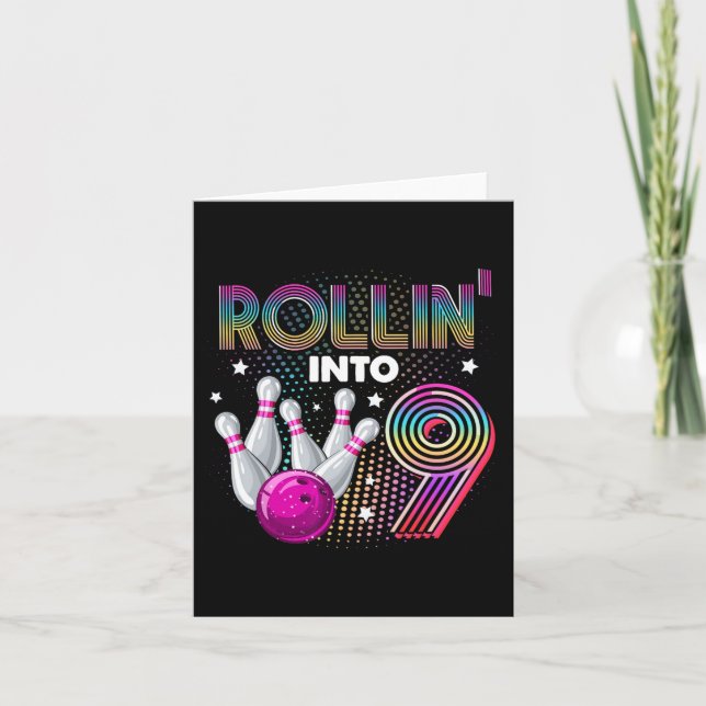 Carte Bowling Anniversaire Rollin Into 9 9e Anniversaire (Devant)