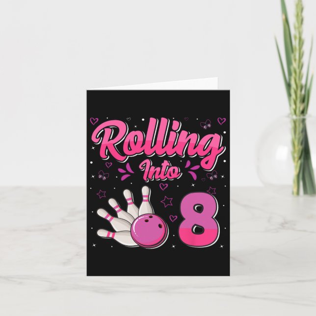Carte Bowling Boy Girl Birthday Rolling En 8 Funny 8ème (Devant)