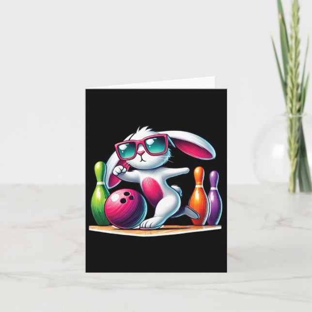 Carte Bowling Byll Et Pins Bunny Oeufs Oreilles Chasse P (Devant)