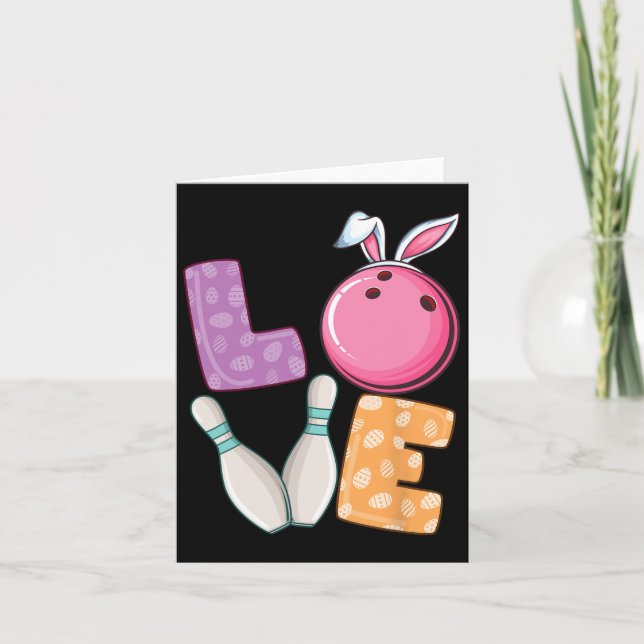 Carte Bowling Byll Et Pins Bunny Oreilles Chasse D'Oeufs (Devant)