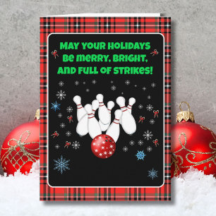 Carte Bowling des Fêtes de fin d'année joyeuses avec Flo