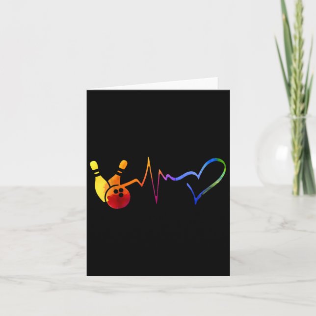 Carte Bowling Heartbeat Tee Colorful Bowling Jeu Da (Devant)