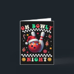 Carte Bowling Noël Oh Bowly Nuit Père Noël<br><div class="desc">Bowling Noël Oh Bowly Night Santa Hat lumières de Noël</div>