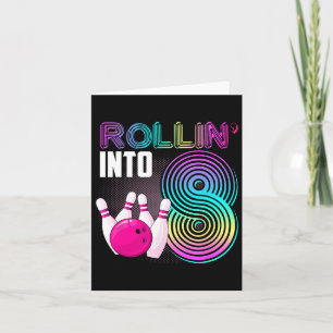 Carte Bowling Party Rollin' en 8 8e anniversaire fille g