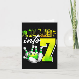 Carte Bowling Party Rolling dans 7 7e anniversaire fille