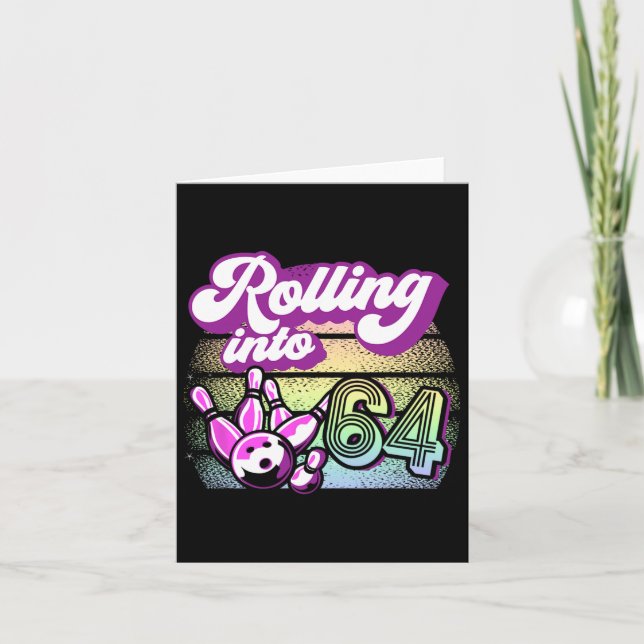 Carte Bowling Party Rolling En 64 Bowling Anniversaire (Devant)