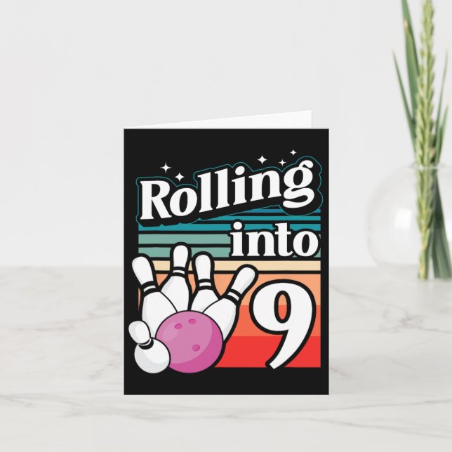 Carte Bowling Party Rolling En 9 Bowling Anniversaire (Devant)