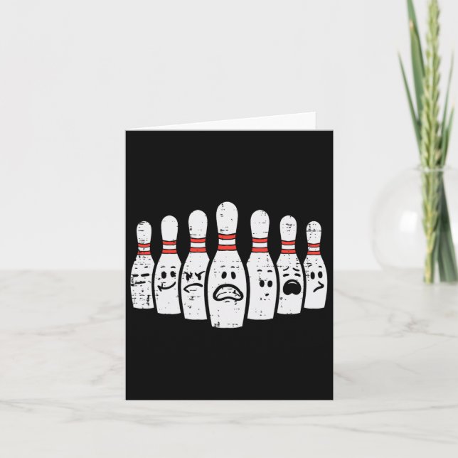 Carte Bowling Pins Face À Drôle Bowler Hommes Femmes Enf (Devant)