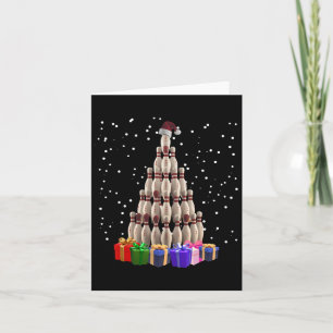 Carte Bowling sapin de Noël Funny Noël Famille jumelée