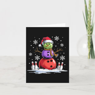 Carte Bowling Snowman Bowling Joueur Santa Hat Noël