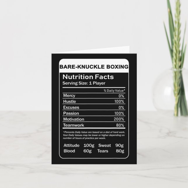 Carte Boxe à mâchoires nues Valeur nutritive (Devant)