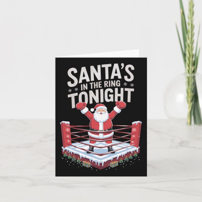 Carte Boxe De Noël Père Noël Dans La Ceinture Ce Soir (Devant)